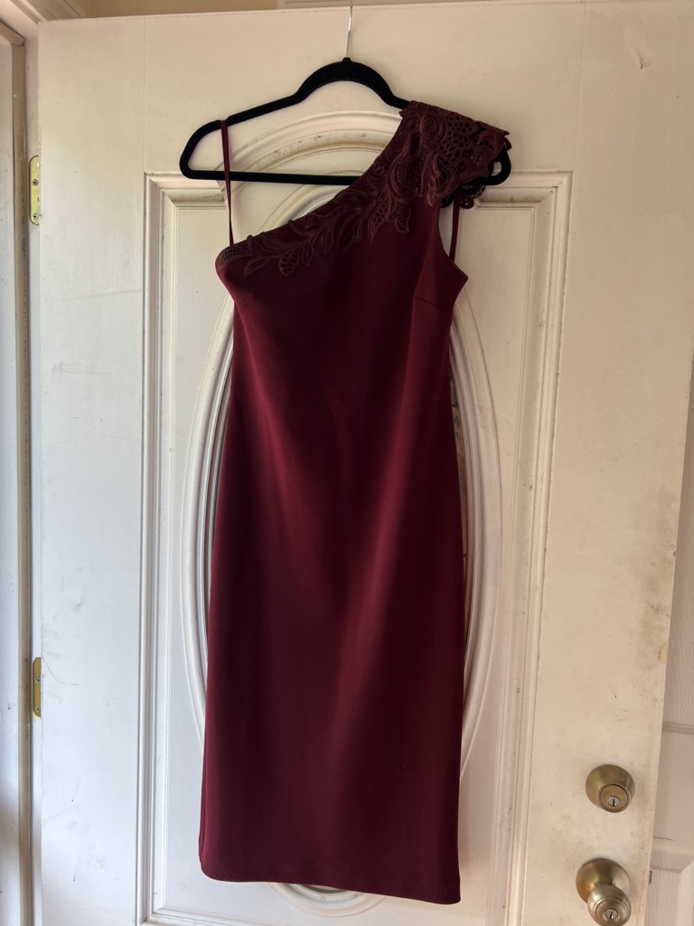 Ted Baker One-Shoulder Lace-Trim Dress in Burgundy